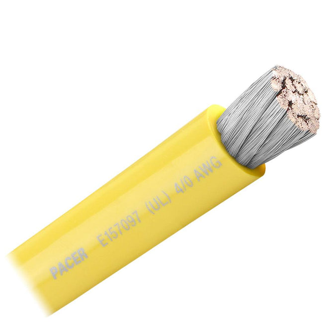 Pacer Yellow 4/0 AWG Battery Cable - Sold By The Foot [WUL4/0YL-FT] - Rough Seas Marine