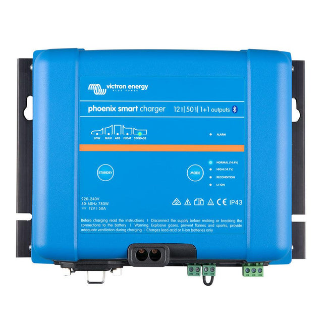 Victron Phoenix Smart IP43 Charger 12/50 (1+1) 120-240VAC Requires 5-15P Mains Cord [PSC125051095] - Rough Seas Marine