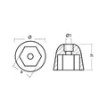 Tecnoseal Zinc Sidepower - Sleipner Propeller Nut Anode [01051] - Rough Seas Marine