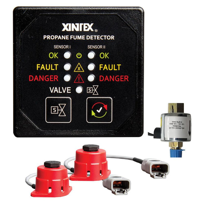 Fireboy-Xintex Propane Fume Detector, 2 Channel, 2 Sensors, Solenoid Valve  Control  20 Cable - 24V DC [P-2BS-24-R] - Rough Seas Marine