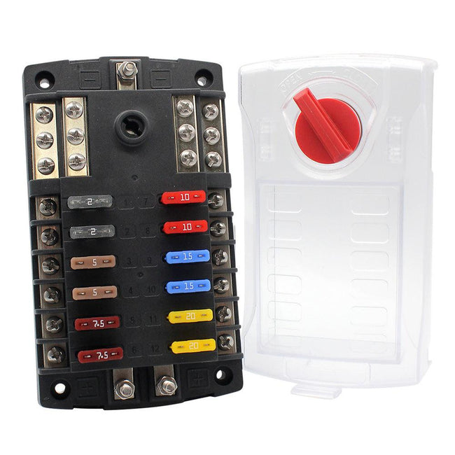 Cole Hersee 12 ATO Standard Series Fuse Block w/Ground Bus [880028-BP] - Rough Seas Marine