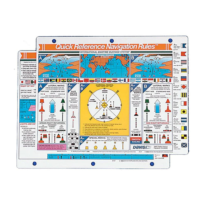 Davis Quick Reference International Navigation Rules Card [127] - Rough Seas Marine